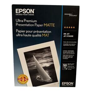 Epson Ultra Premium Photo Paper Matte Ink Jet 8.5x11 50 Sheets New in Box